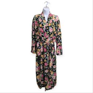 Victoria's Secret Vintage Gold Label Floral Multicolor Robe Belted Sleepwear M/L
